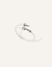 Recycled Sterling Silver Spiked Ring , Silver (ST SILVER), large