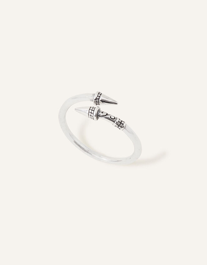 Recycled Sterling Silver Spiked Ring , Silver (ST SILVER), large