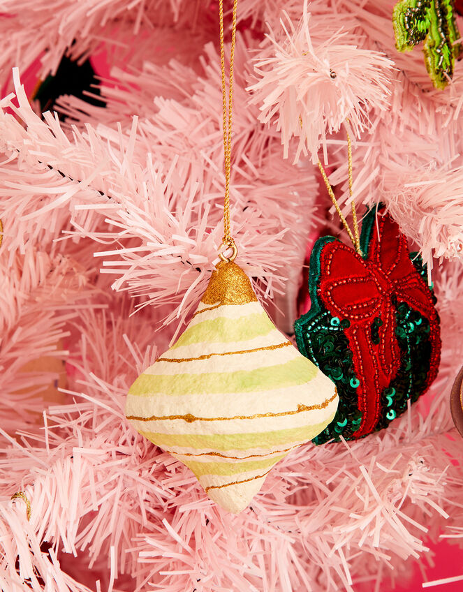 Cotton Mache Teardrop Hanging Decoration, , large