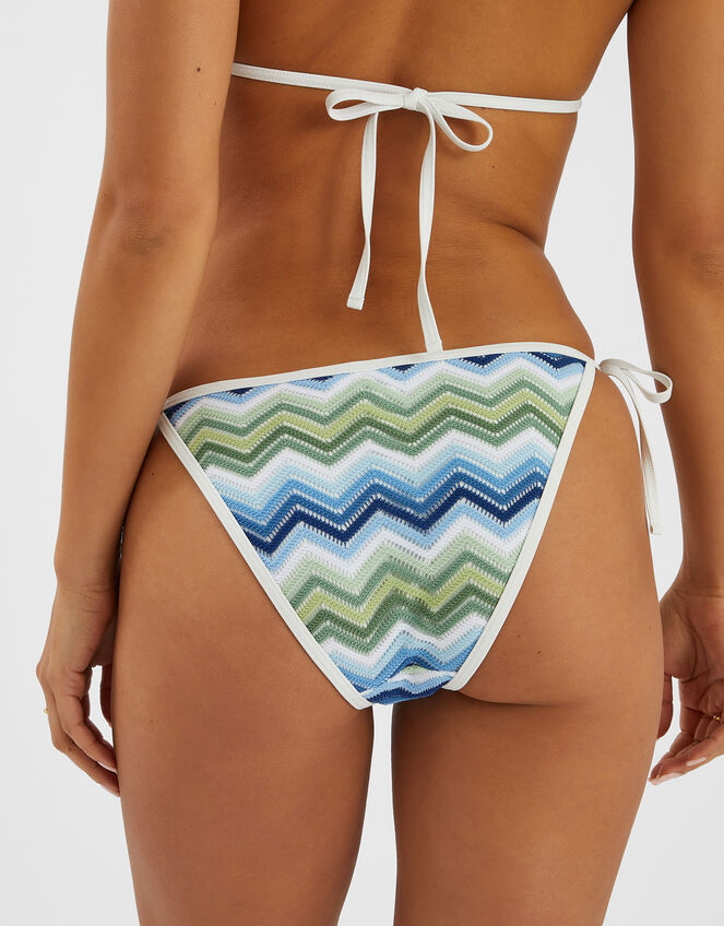 Zig Zag Tie Side Bikini Bottoms, Blue (BLUE), large
