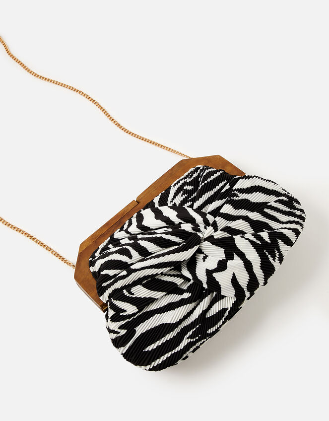 Zebra Pleated Clutch Bag , , large