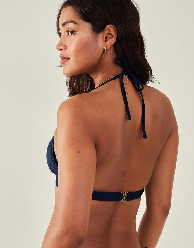 Embellished Triangle Bikini Top, Blue (NAVY), large