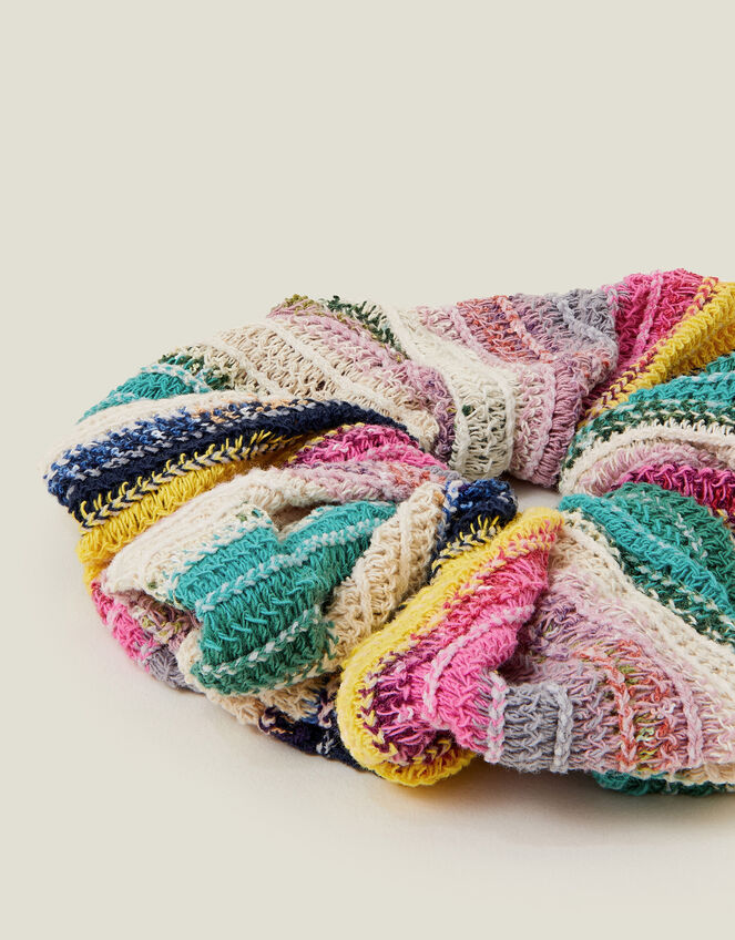 Stripe Crochet Hair Scrunchie, , large