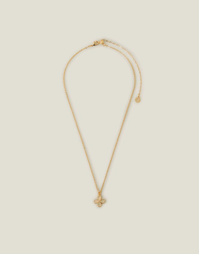 14ct Gold-Plated Aventurine Clover Pendant Necklace, , large