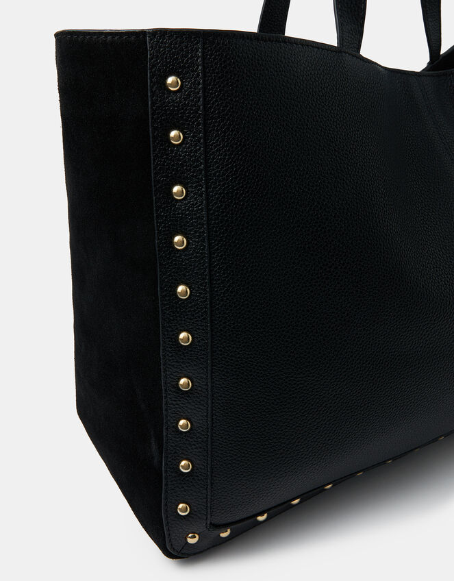 Stud Leather Shopper Bag, , large