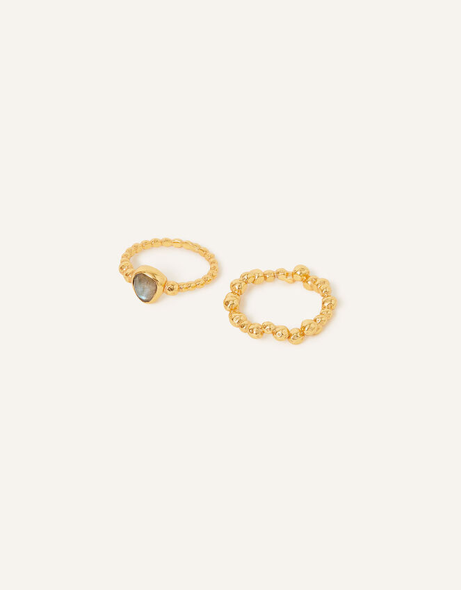 14ct Gold-Plated Bobble Rings Set of Two, Gold (GOLD), large