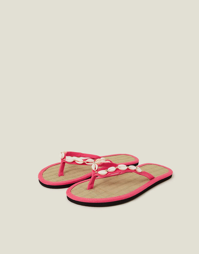 Shell Seagrass Flip Flops, Orange (CORAL), large