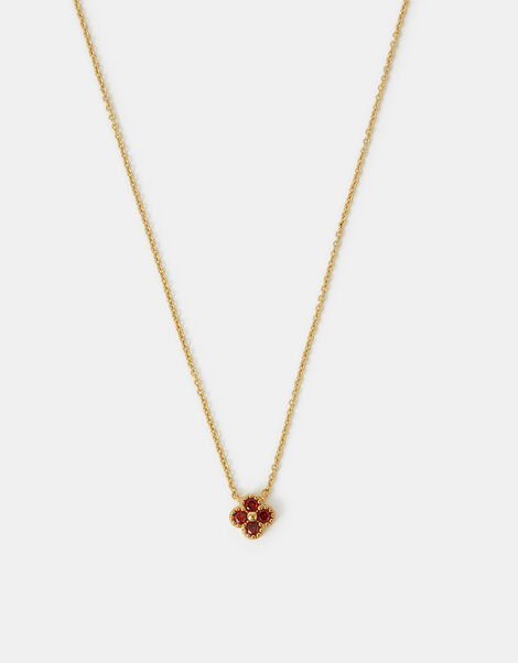 14ct Gold-Plated Birthstone Flower Pendant Necklace, Gold (GOLD), large
