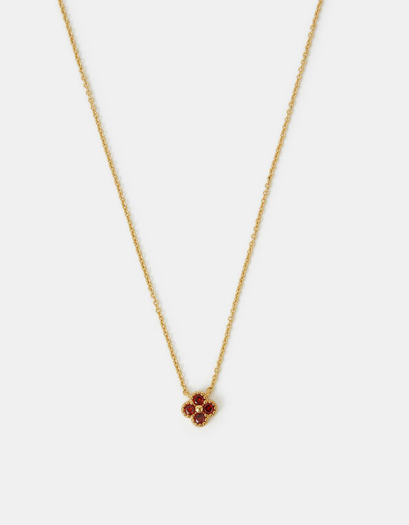 14ct Gold-Plated Birthstone Flower Pendant Necklace, Gold (GOLD), large