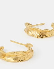 14ct Gold-Plated Feather Hoop Earrings, , large