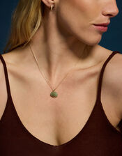 14ct Gold-Plated Green Aventurine Pendant Necklace, , large