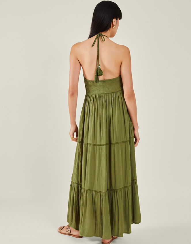 Halter Maxi Dress, Green (KHAKI), large