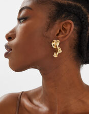 Layered Leaf Drop Earrings Gold, , large