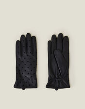 Star Leather Gloves, Black (BLACK), large
