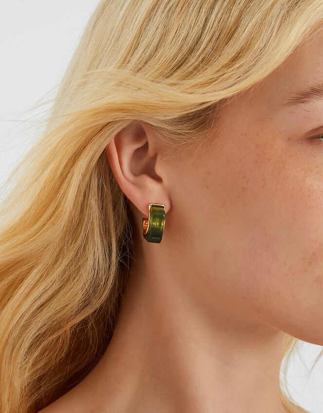 Resin Square Hoop Earrings, , large