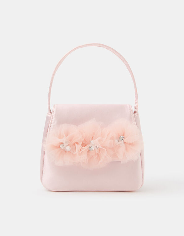 Girls Tulle Flower Satin Bag, , large