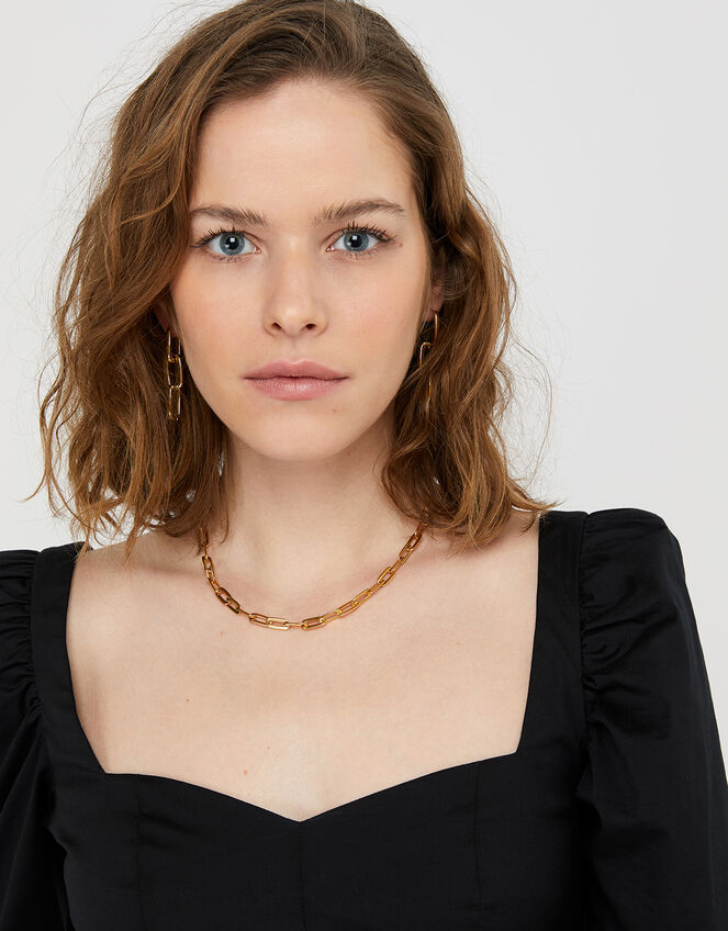 Gold-Plated Large Link Necklace, , large