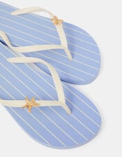 Stripe Starfish Flip Flops, Blue (BLUE), large