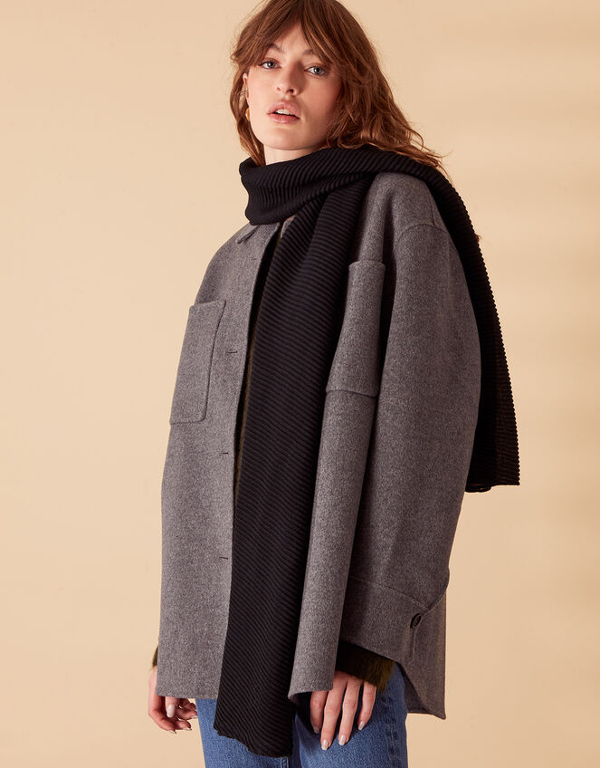 Lightweight Pleat Scarf, Black (BLACK), large