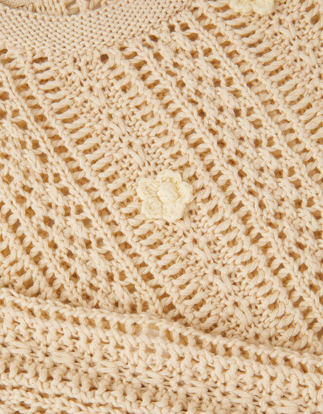 Girls Flower Appliqu&eacute; Jumper, Natural (NATURAL), large