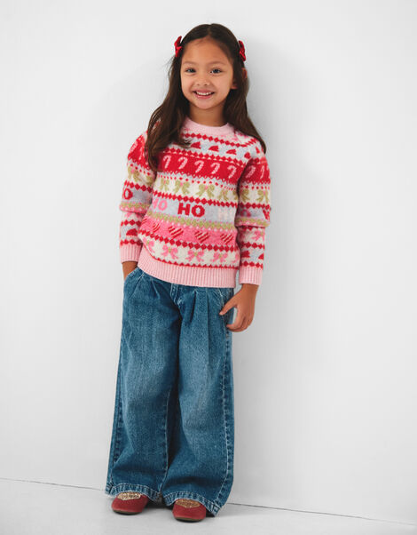 Girls Fair Isle Christmas Jumper, Multi (BRIGHTS MULTI), large