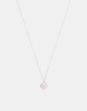 Sterling Silver Mother of Pearl Clover Pendant Necklace, , large