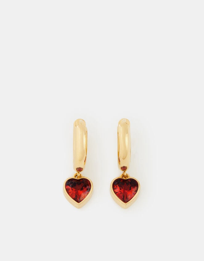 Stainless Steel Heart Drop Huggie Hoop Earrings, , large