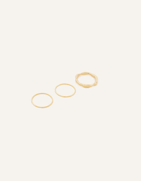 14ct Gold-Plated Molten Rings Set of Three, Gold (GOLD), large