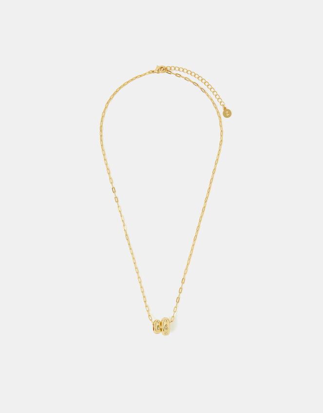 Stainless Steel Double Bead Pendant Necklace, , large