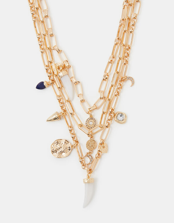 Layered Charm Paper Clip Necklace, , large