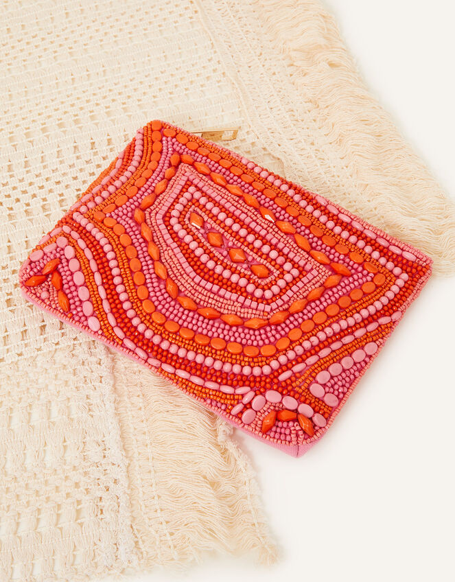 Swirly Beaded Pouch, , large