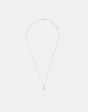 Sterling Silver Stone Initial Pendant Necklace, Silver (ST SILVER), large