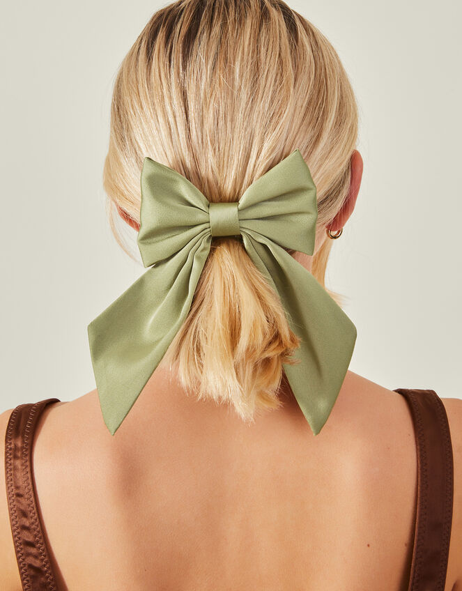 Satin Bow Hair Clip, , large