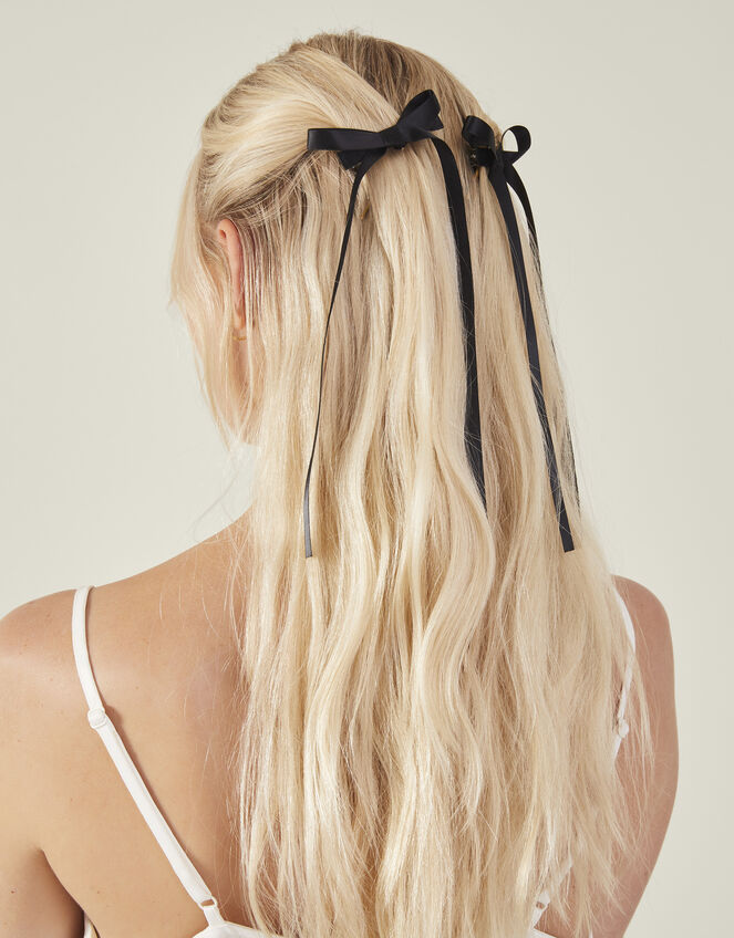 2-Pack Mini Bow Clips, Black (BLACK), large