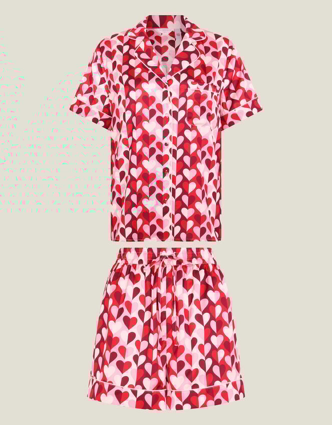 Heart Satin Short Pyjamas Set, Red (RED), large