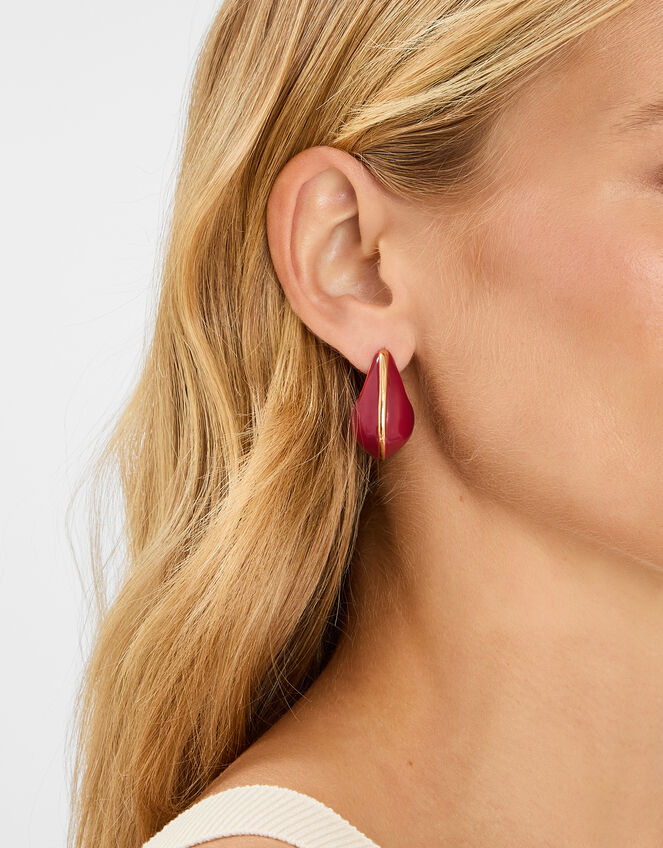 Enamel Inlay Curve Drop Earrings, , large