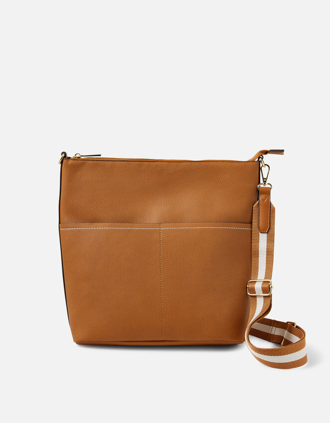 Sasha Webbing Shoulder Bag, Tan (TAN), large