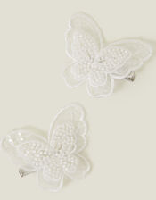 2-Pack Girls Beaded Butterfly Hair Clips, , large