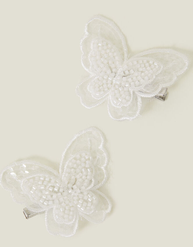 2-Pack Girls Beaded Butterfly Hair Clips, , large