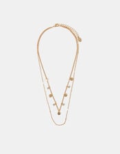 Textured Disc Layered Necklace , Gold (GOLD), large