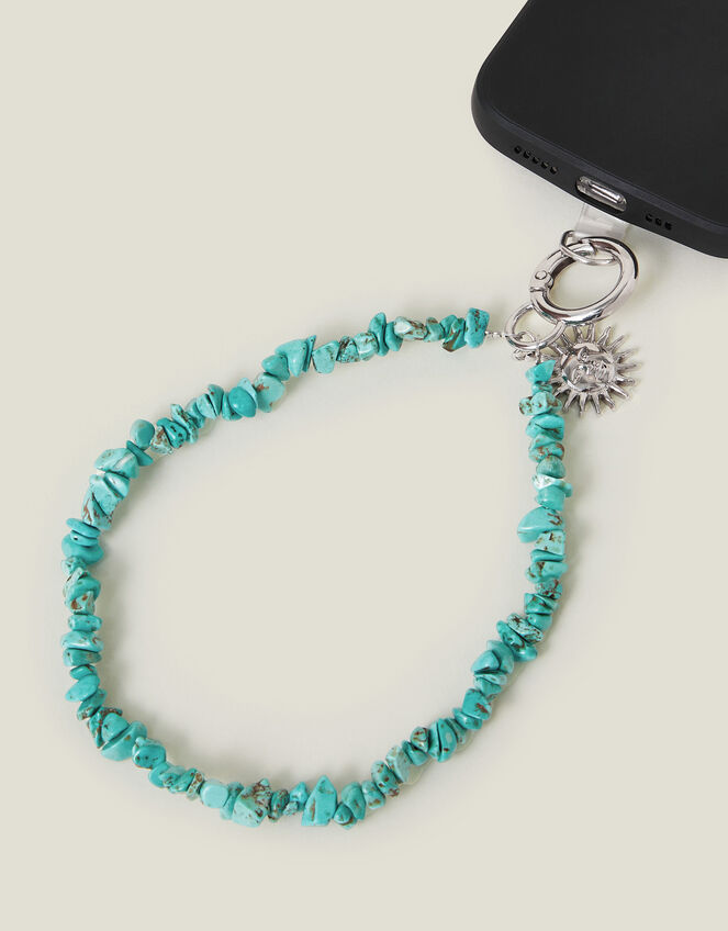 Sun Charm Stone Phone Wrist Strap Turquoise, , large