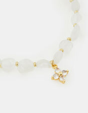 14ct Gold-Plated Clear Quartz Beaded Charm Bracelet, , large