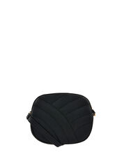 Quilted Faux Leather Cross-Body Bag, Black (BLACK), large