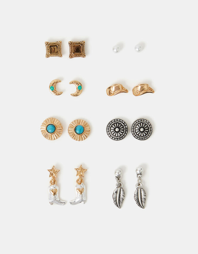 8-Pack Cowboy Stud Earrings, , large