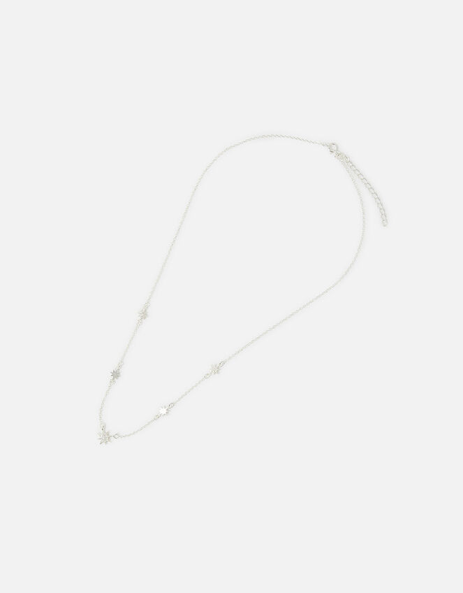 Sterling Silver Sparkle Star Station Necklace Sterling Silver