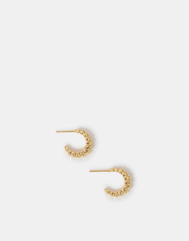 14ct Gold-Plated Shell Hoop Earrings, , large