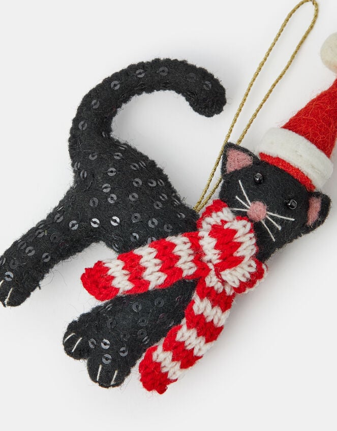 Festive Cat Christmas Tree Decoration, , large