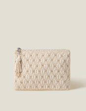 Bridal Embellished Zip Clutch Bag, , large