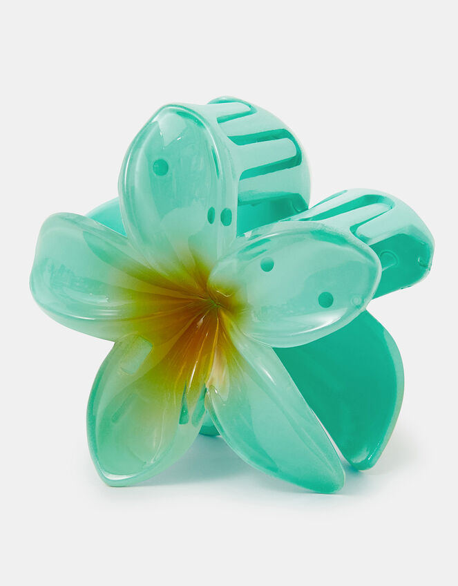 Tropical Flower Claw Clip Turquoise, , large