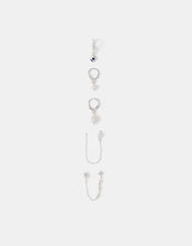 5-Pack Sterling Silver-Plated Freshwater Pearl Stud & Hoop Earrings, , large